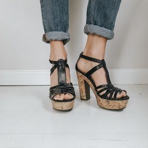 GUESS Black cork heels